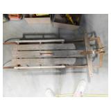 vintage wood and metal sled