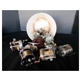 1 Gal plastic bucket full of Vintage Reels