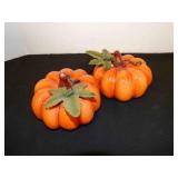 2 high gloss ceramic pumpkin figurines