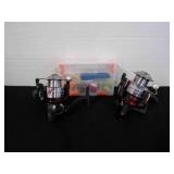 2 Matzuo spinning Reels, R2F tackle box