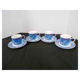 4 Coca-Cola Mugs with Saucers Stoneware