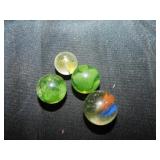 3 vintage shooters & 1 yellow marble