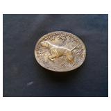 Vintage ADM Brass Belt Buckle Bird Dog Hunter