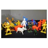 35 vintage plastic multi colored variety figures