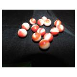 14 vintage brown and white swirl marbles