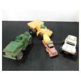 4 vintage metal, molded and plastic vehicles