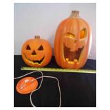 2 vintage light up Jack-O-Lanterns
