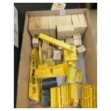 vintage toy pieces?? Plus several wooden box look