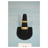 14K Gold Wedding Band set w/beaded edges