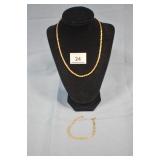 Gold-tone Rope Necklace & Bracelet
