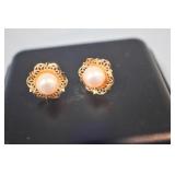 Pearl & Gold Pierced Earrings