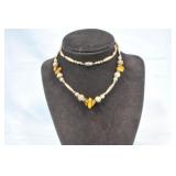 Silver Bead & Polished Stone Necklace