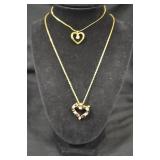 Two Necklaces with Heart Pendants
