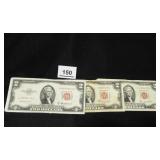 Red Seal $2 Bills x 3