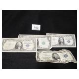 One Dollar and Five Dollar Bills x 4