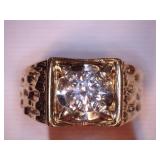 Mans Diamond Ring in Yellow Gold, size 13.5