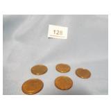 Washington, Adams, Sacagawea Dollar Coins x 5