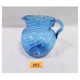 Hand Blown Pitcher w/swirl design; 5¼" h.