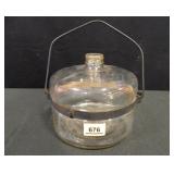 Glass Container w/Metal Strap around Middle