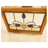 Stained Glass in Window Frame; Vintage