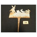 Cast Iron Bunny Crossing Sign; 7¼" x 11"