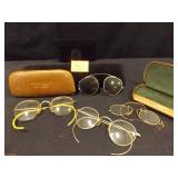 Old Glasses x 4 and two cases