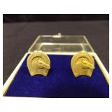 Gold Tone Horse Tie Clip and Cuff Links