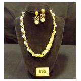 Black and Ivory Design Necklace with Earrings