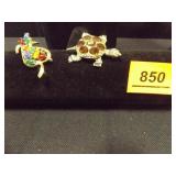 Rhinestone Brooches x 2