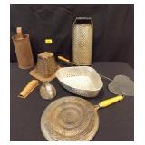 Vintage Graters, Toaster and Colander x 8