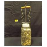 Glass Jar with Grid Pattern, Presto Lid, Holder