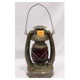 Little Air Pilot Oil Lamp w/red glass shade