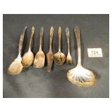 Silver-plate Spoons, Fork, Pie Spatula; Ladle