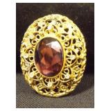 Large Brooch with Purple, Clear Stones