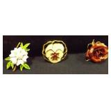 Floral Brooch Pins x 3