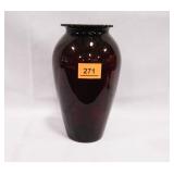 Ruby Red Vase w/scalloped edge; 9" h.