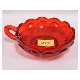 Ruby Red Coin Glass Nappy; 1¾" h. x 5" diam.
