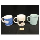 Corning Mug-Turquoise-3¾" h.; 1-Mug w/Pig-3¼