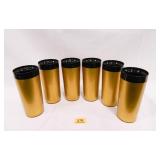 Thermo-Serv Tumblers; Black & Gold tone; 6¼" h.