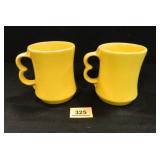 Frankoma C-9 Mugs; (2); Yellow; 4" h