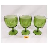 Green Goblets w/stem; 6" h. x 3¾" d At top; (3)