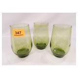 Green Drinking Glasses (3); 5¼" h.