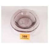 Good Luck Ashtray w/horse head; Purple Glass