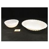 White Bubble Glass (2); 1-4¼" diam. Bowl