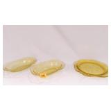 Yellow Glass Bowls and Platter (3)