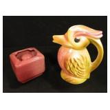 Ceramic Bird Pitcher, Pink Dryden Piece (2)