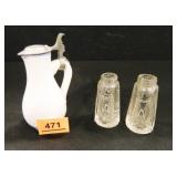 German Pitcher; Salt & Pepper without Lids