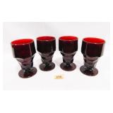 Ruby Red Drinking Glasses; (4); 5½