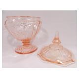 Pink Glass Pedestal Candy Dish with Lid
