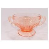 Pink Glass Bowl with Two Handles